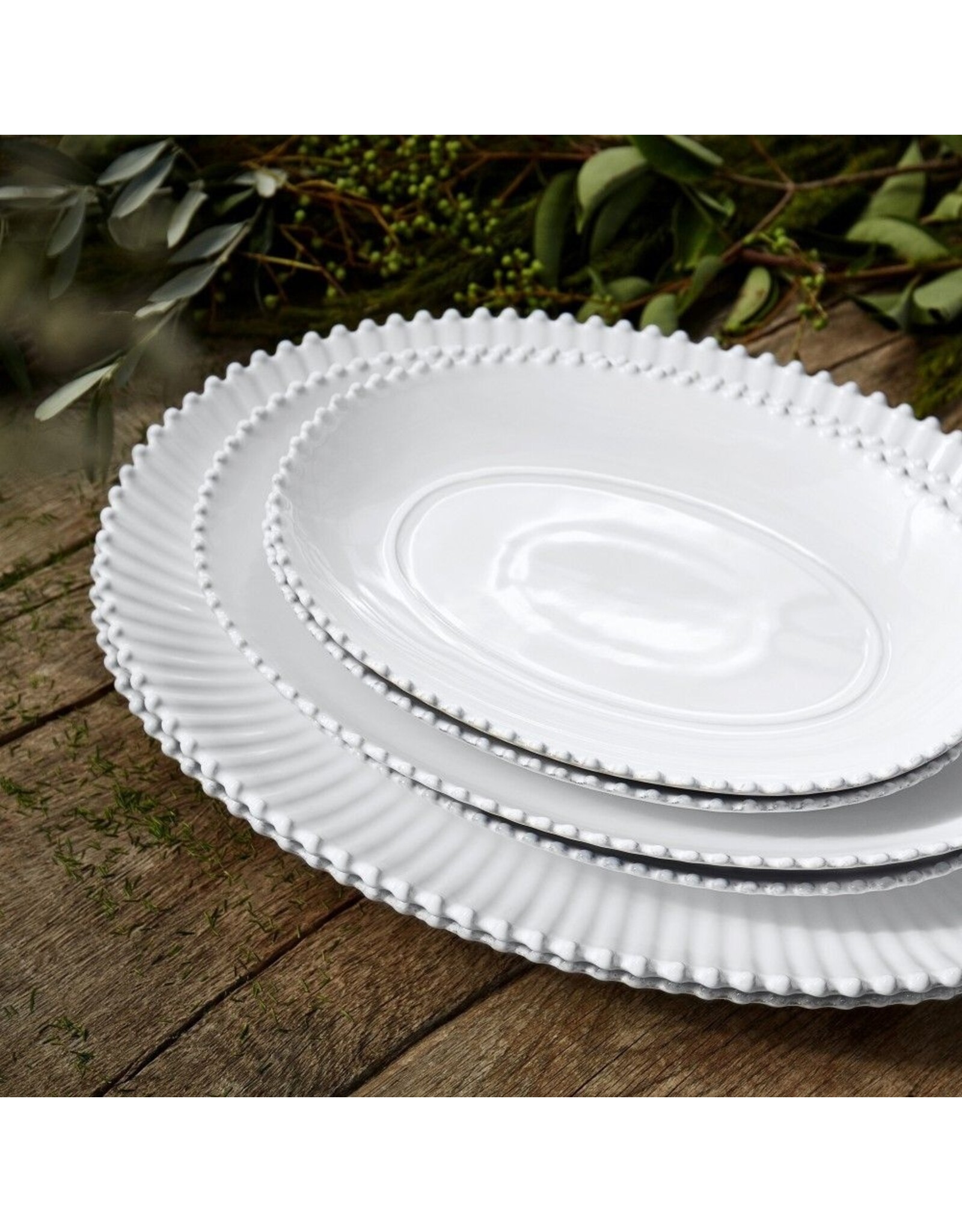 Oval platter 50cm Pearl white