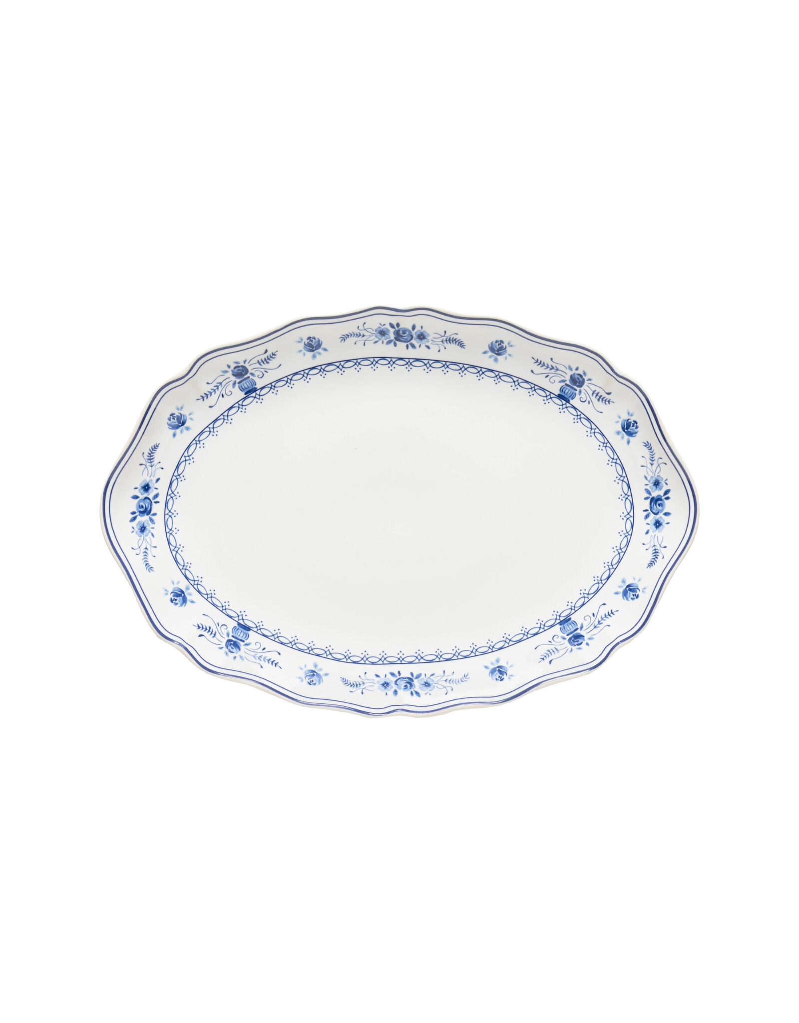 Ovale schaal 32 cm Vila wit-blauw