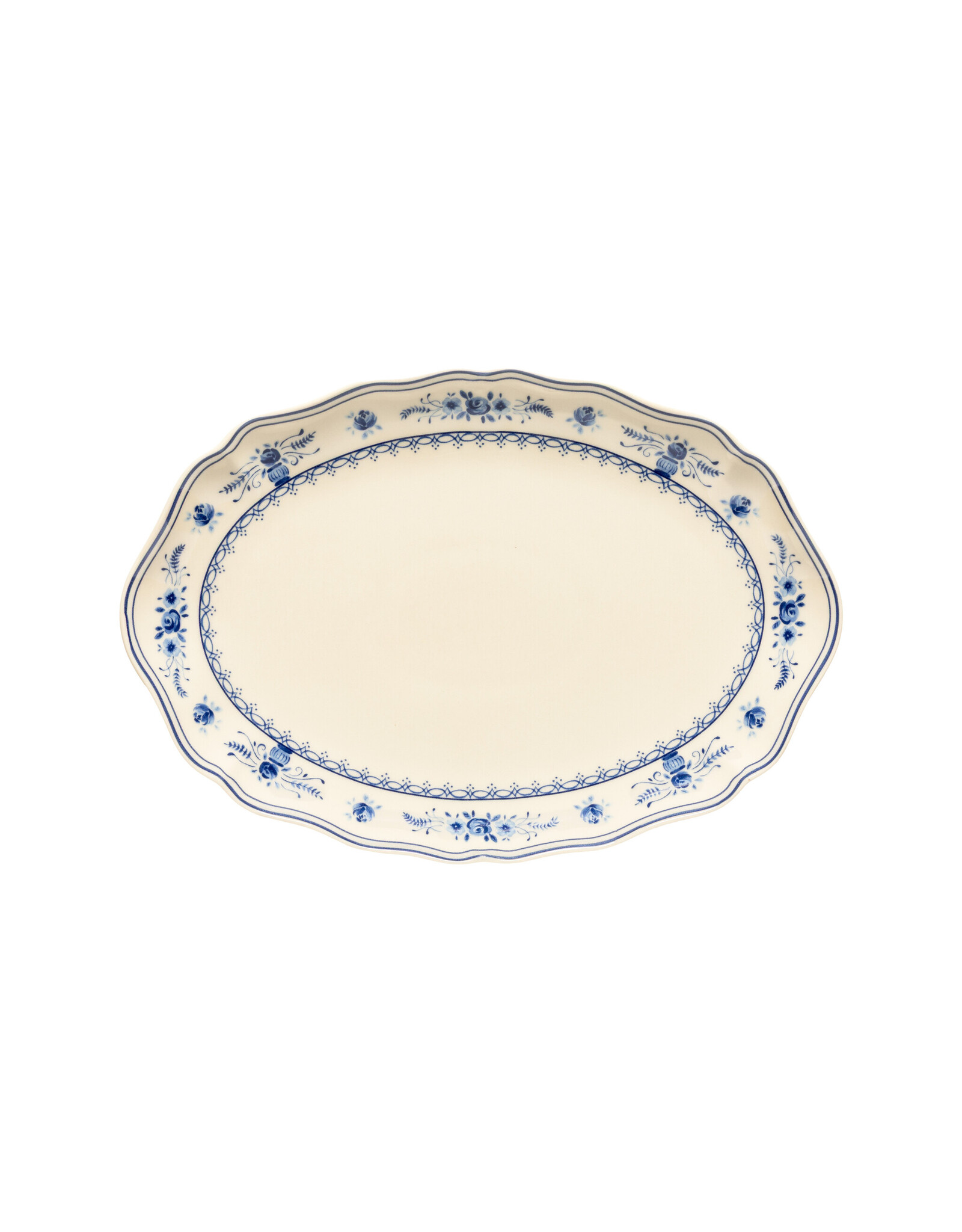 Ovale schaal 32 cm Vila beige-blauw