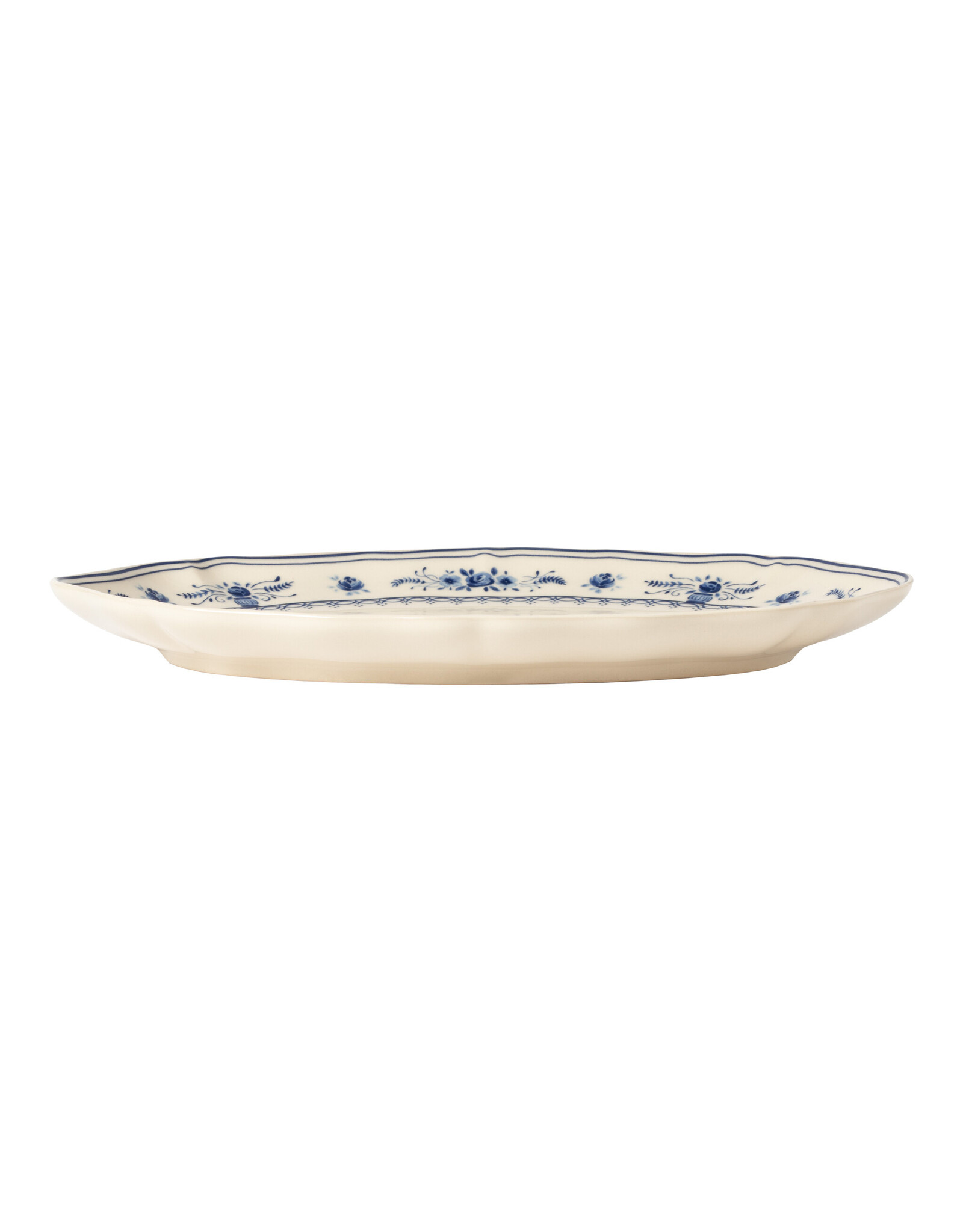 Ovale schaal 32 cm Vila beige-blauw