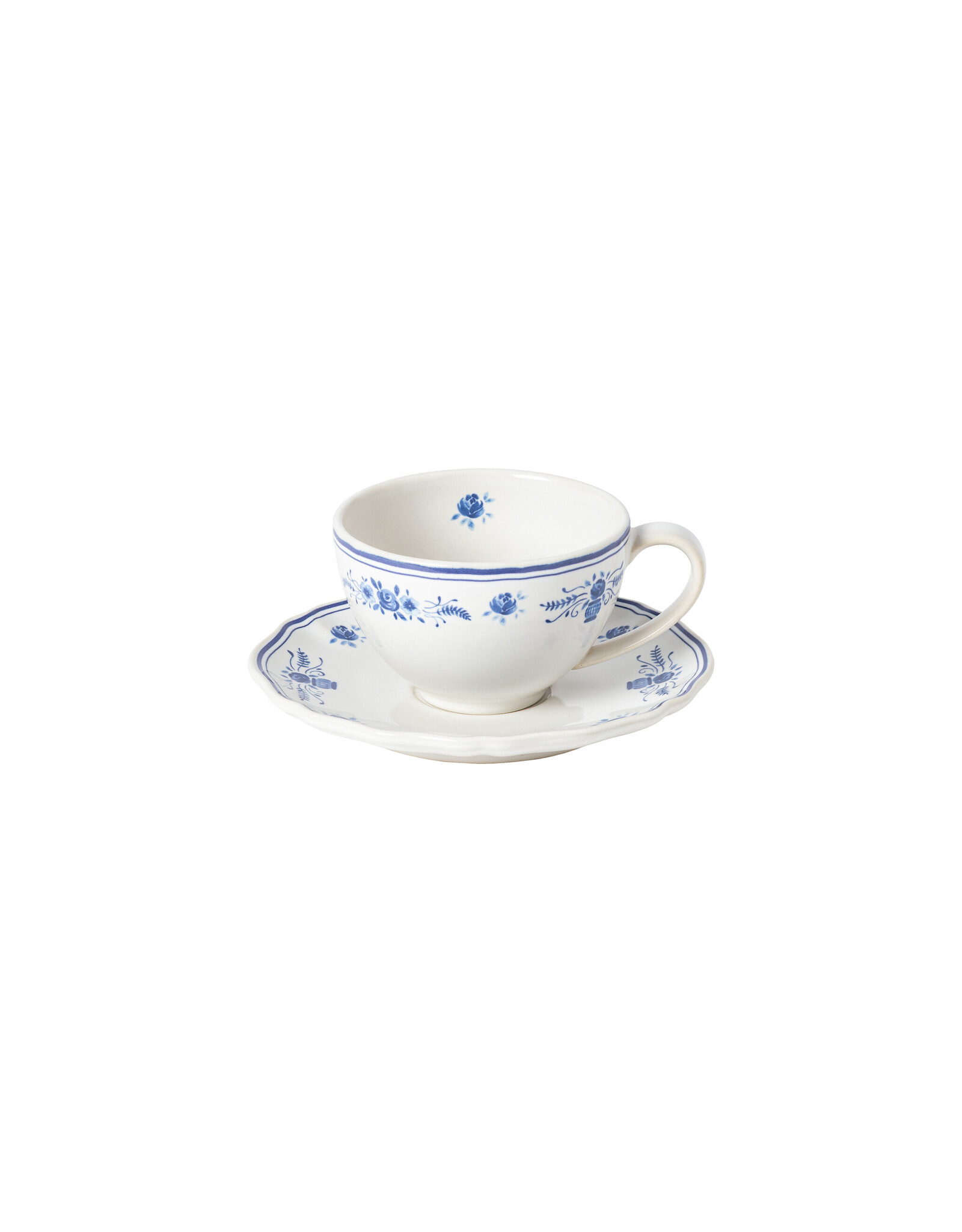 Koffiekop en schotel 26cl Vila wit-blauw