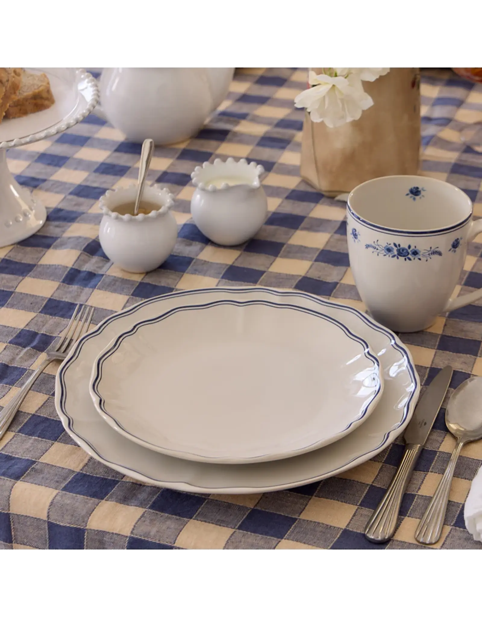 Dinerbord 27cm Vila wit-blauw rand
