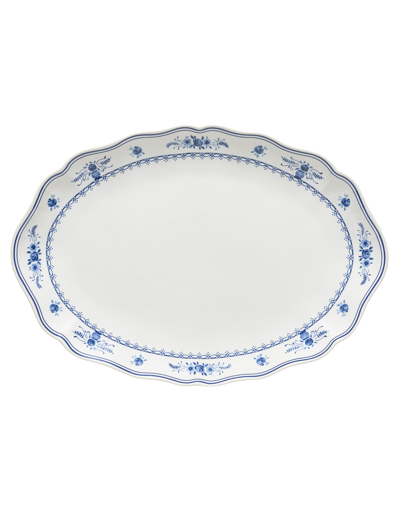 Ovale schaal 40 cm VILA wit-blauw