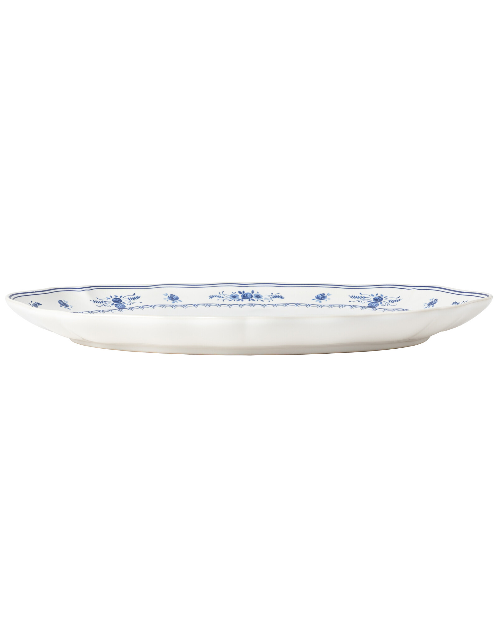 Ovale schaal 40 cm VILA wit-blauw