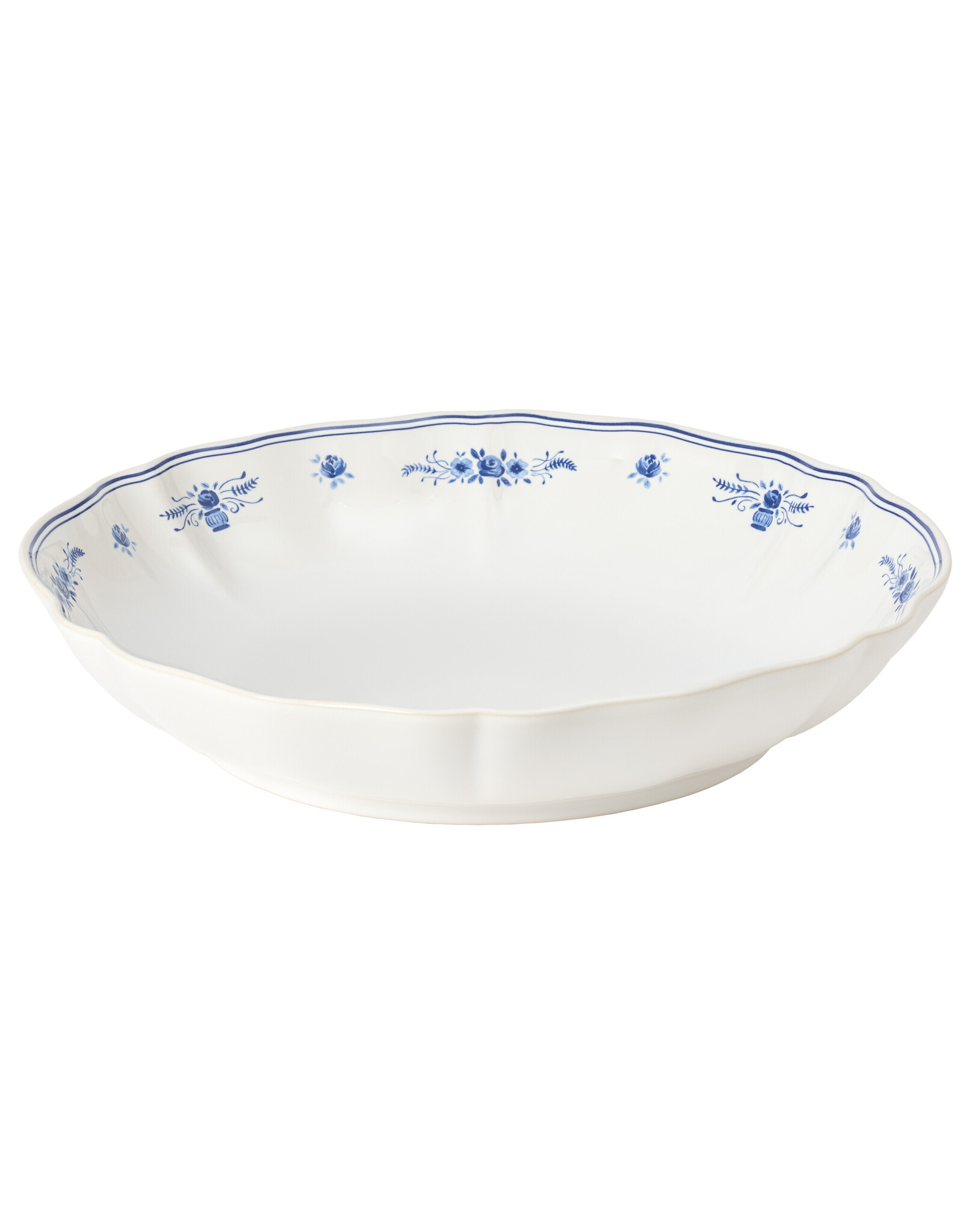 Ronde schaal 34 cm VILA wit-blauw