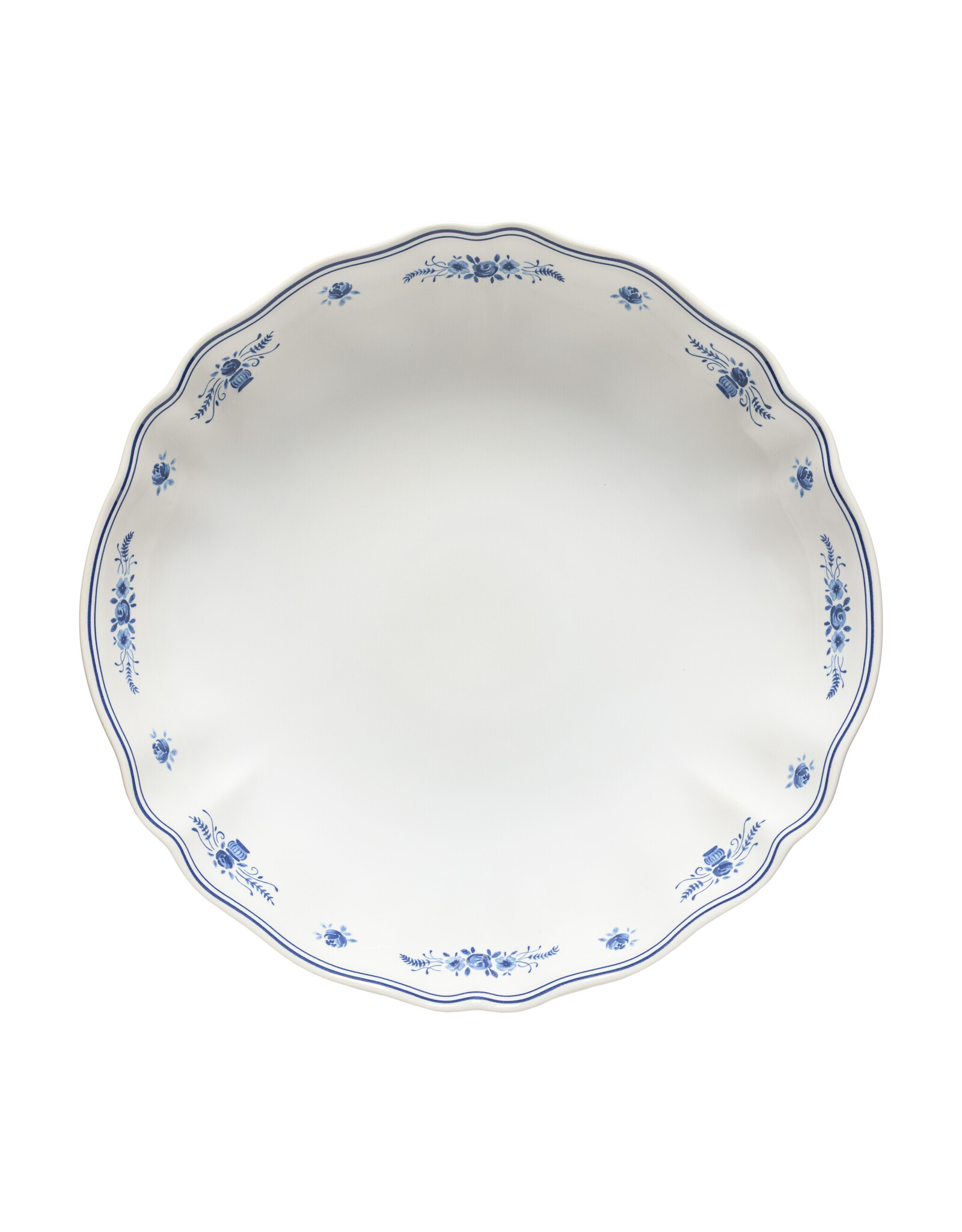 Ronde schaal 34 cm VILA wit-blauw
