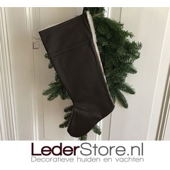 Koeienhuid kerstsok bruin zwart wit 50x24cm