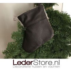 Koeienhuid kerstsok taupe wit 15x14cm