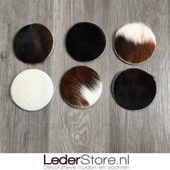 Cowhide coasters normandier brown black white 10x10cm