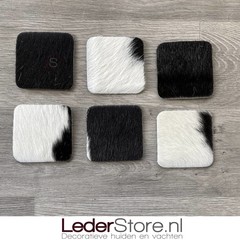 Cowhide coasters black white 10x10cm