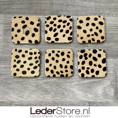 Koeienhuid onderzetters cheetah print 10x10cm