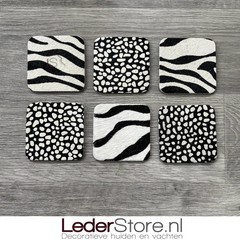 Koeienhuid onderzetters zebra print 10x10cm