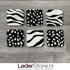 Koeienhuid onderzetters zebra print 10x10cm