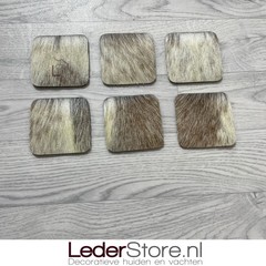 Geitenhuid onderzetters bruin creme 10x10cm