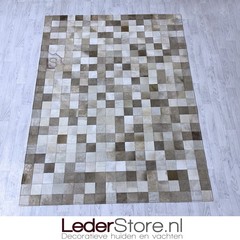 Cowhide patchwork taupe / champagne tones 240x180cm