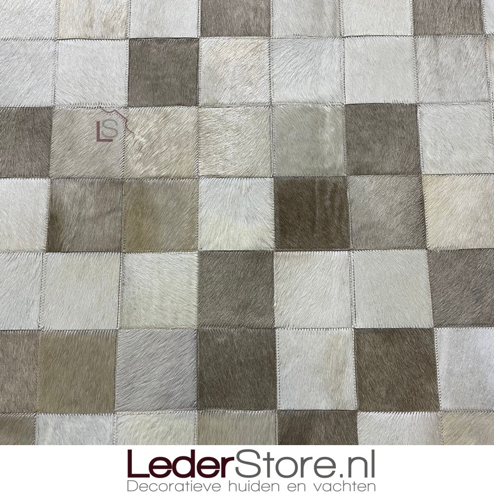 Cowhide patchwork taupe / champage tones 240x180cm