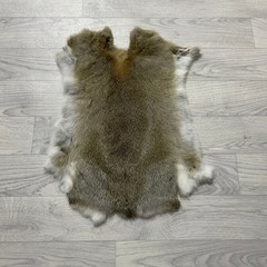 Rabbit fur brown grey white 50x40cm