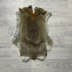 Rabbit fur brown grey white 50x35cm