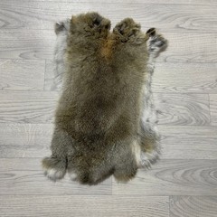 Rabbit fur brown grey white 50x30cm