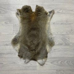 Rabbit fur brown grey white 50x35cm