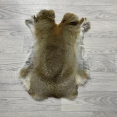 Rabbit fur brown grey white 50x35cm