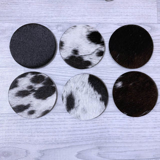 885: Black and White Cowhide Coasters 