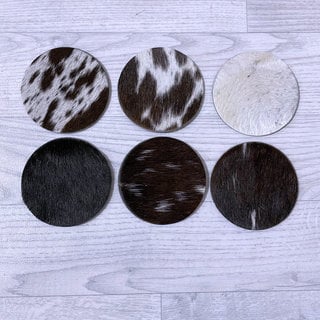 885: Black and White Cowhide Coasters 