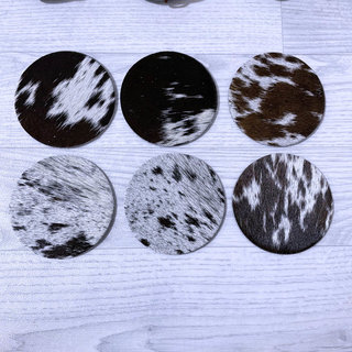 885: Black and White Cowhide Coasters 
