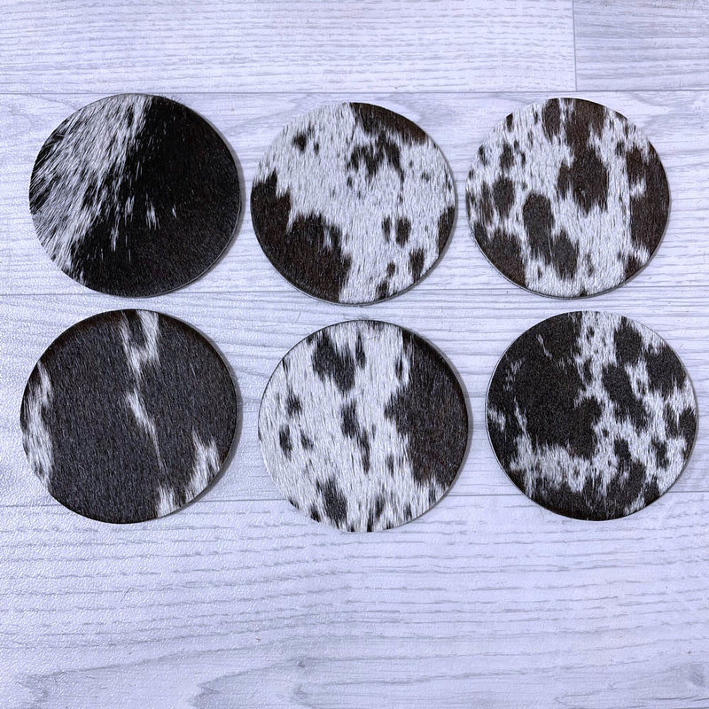 Black & White Cowhide Coasters (Set of 4)