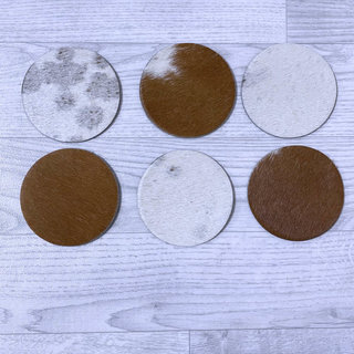 Koeienhuid onderzetters bruin wit 10x10cm