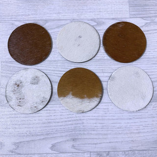 Koeienhuid onderzetters bruin wit 10x10cm
