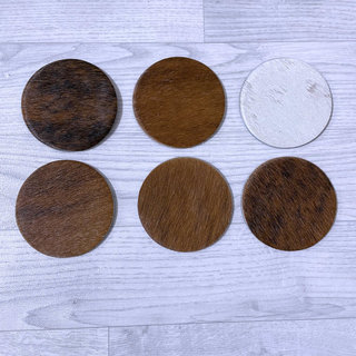 Koeienhuid onderzetters bruin zwart wit 10x10cm