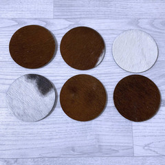 Cowhide coasters brown black white 10x10cm