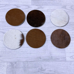 Cowhide coasters brown black white 10x10cm