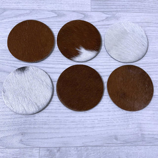 Koeienhuid onderzetters bruin zwart wit 10x10cm