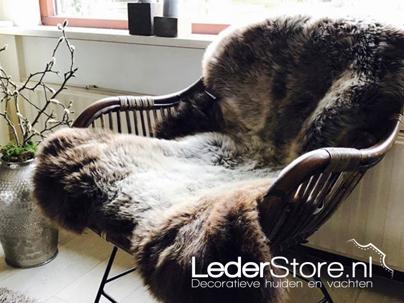 brown sheepskin in chair in sitting room