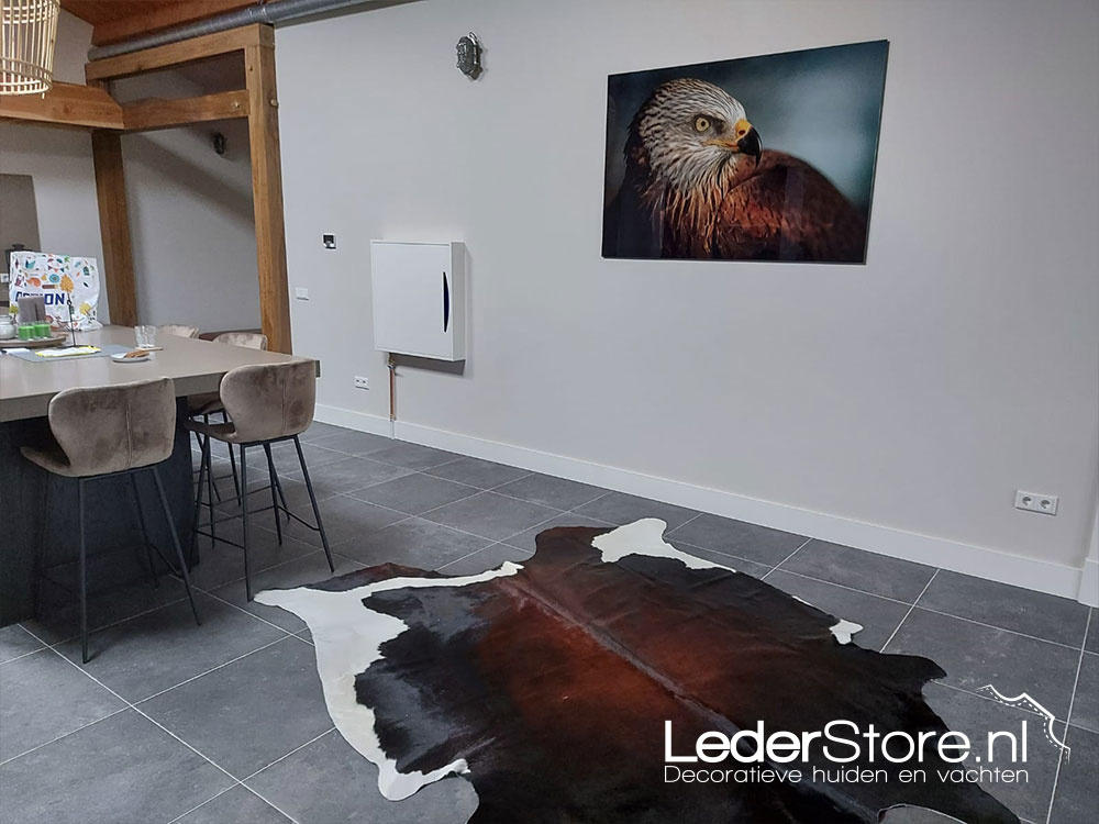 Cowhide in dining room David front view