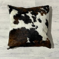 Cowhide cushion brown black white Norman 50x50cm