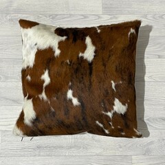 Cowhide cushion brown black white Norman 50x50cm