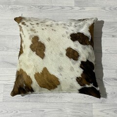 Cowhide cushion brown black white Norman 50x50cm