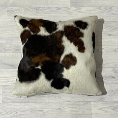 Cowhide cushion brown black white Norman 50x50cm