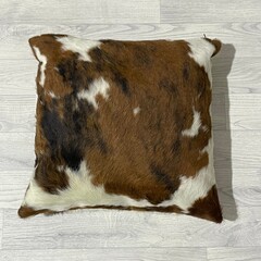 Cowhide cushion brown black white Norman 50x50cm