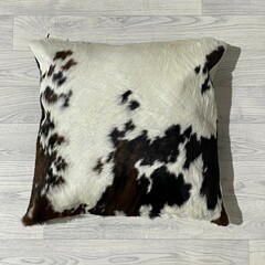 Cowhide cushion brown black white Norman 50x50cm