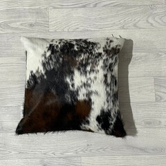 Cowhide cushion brown black white Norman 40x40cm