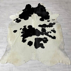 Cowhide black brown off-white 260x215cm XXL