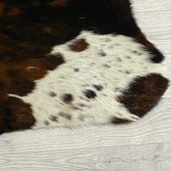 Cowhide brown black white tricolor Normandier 235x210cm XL