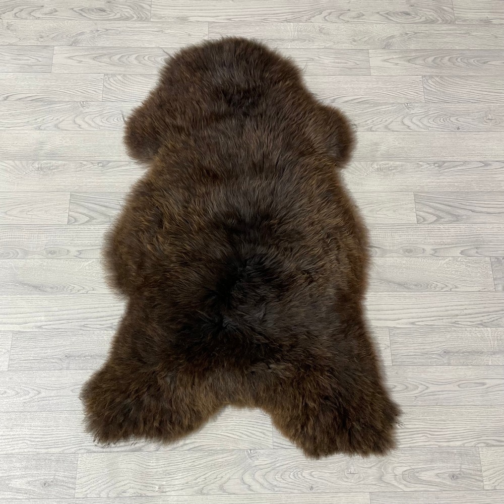 Lederstore Schapenvacht bruin grijs 120x75cm L