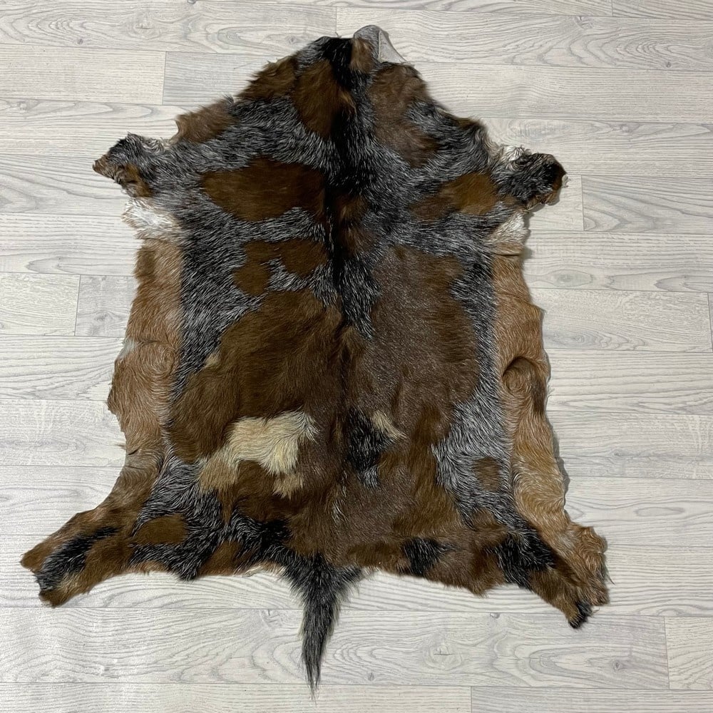 Lederstore Geitenhuid bruin grijs wit 90x85cm