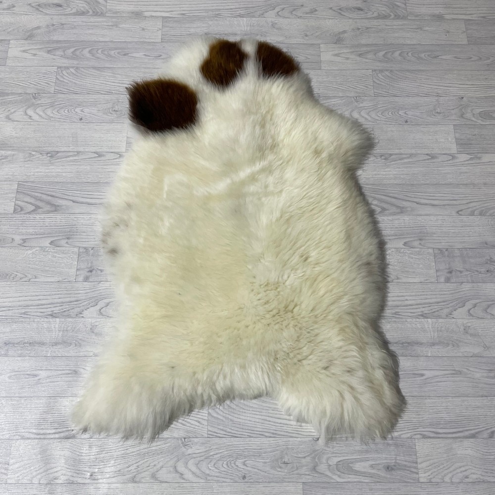 Lederstore Schapenvacht bruin wit 110x75cm M
