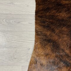 Koeienhuid bruin zwart brindle 170x170xm S